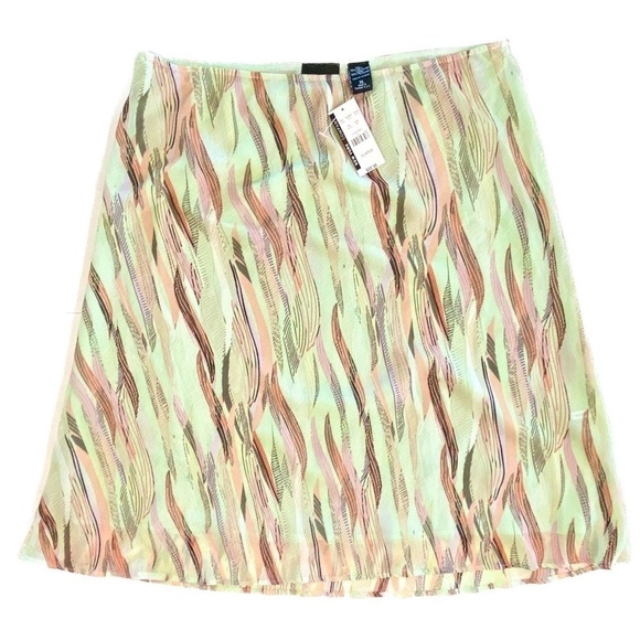 New York & Company Pastel Stripes Midi Pull On Skirt Lined Size XL - Picture 1 of 5